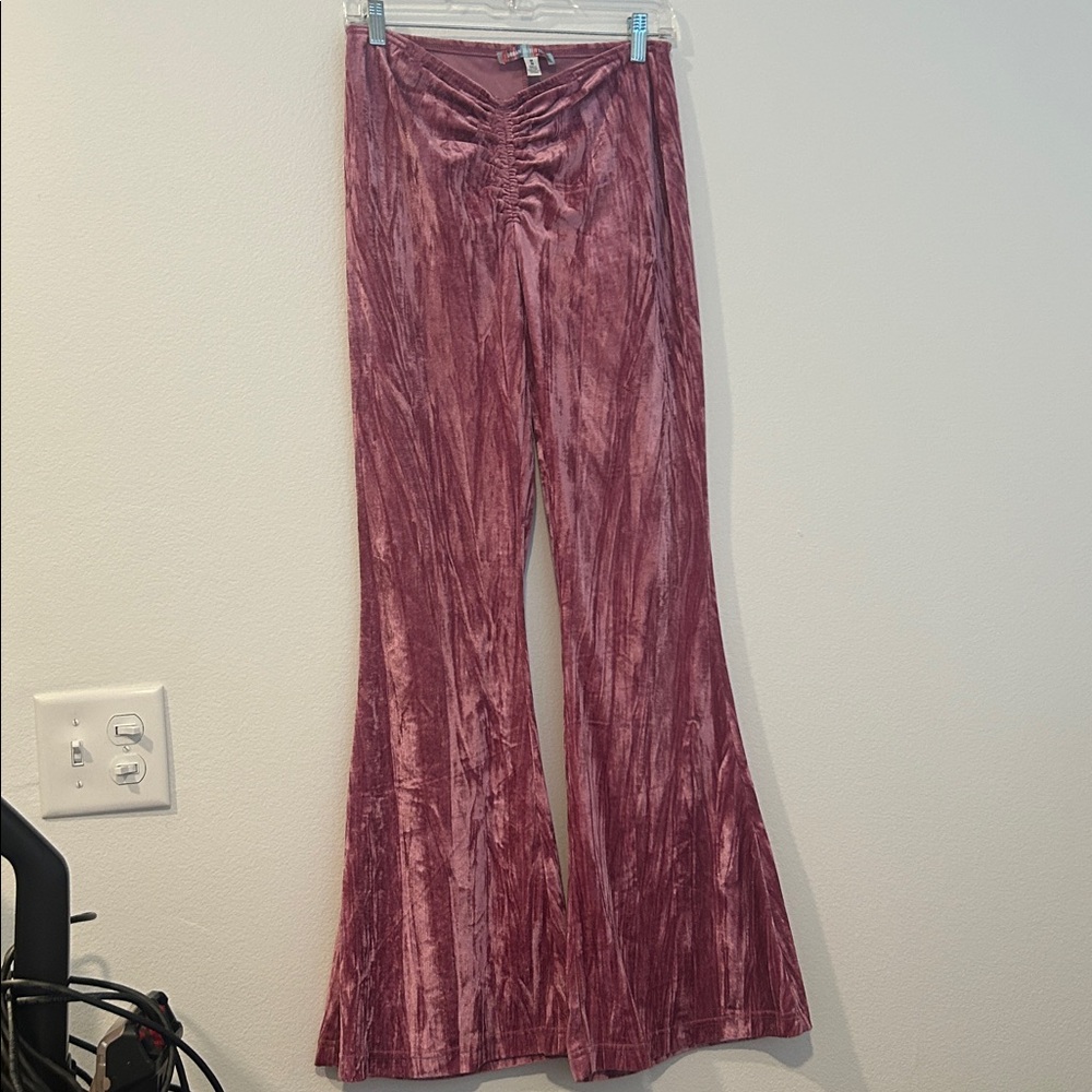 Urban Outfitters Pink Velvet Flare Pants